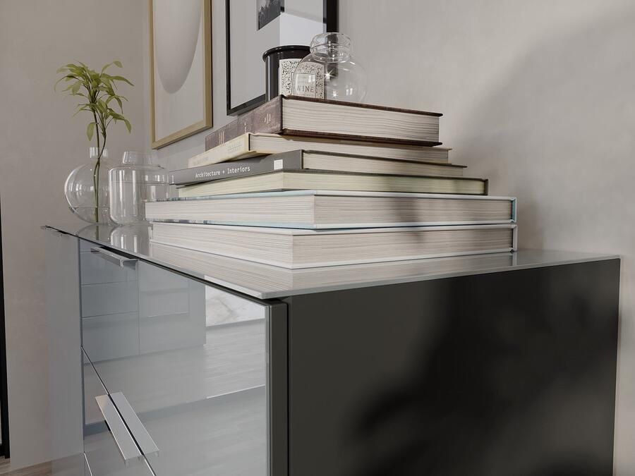 GERMANIA Dressoir OAKLAND in 2 breedten fronten en bovenblad met glas-inlay