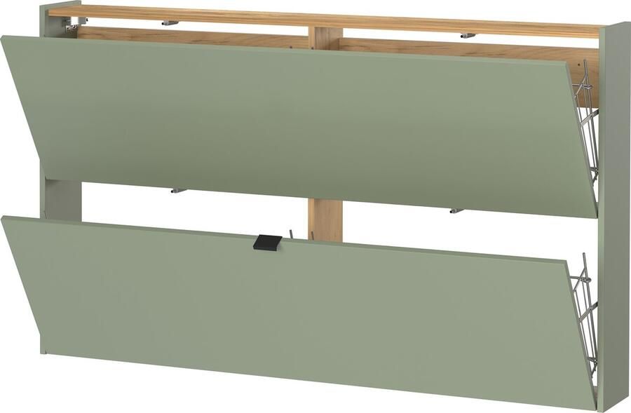 Germania EMOB Schoenenkast Elton 140 x 19 x 85 cm Satijngroen design Schoenenkasten Groen MDF Schoenenkasten Op voorraad - Foto 2