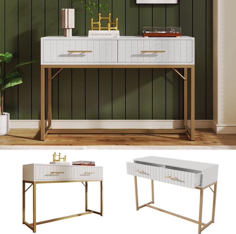 Geweo wandtafel met lades haltafel met lades -wandtafel sidetable wandtafel wit 100*45cm