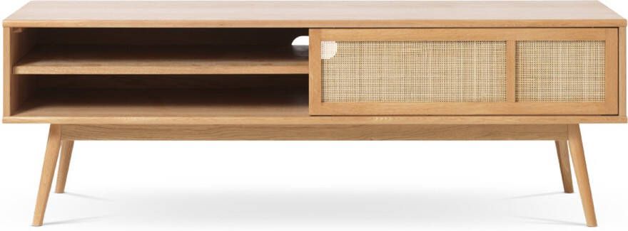 Gewoonstijl Olivine Boas TV meubel Naturel Hout Rattan Retro Scandinavisch TV kast met Uitsparing voor Snoeren 150 x 45 x 50 cm