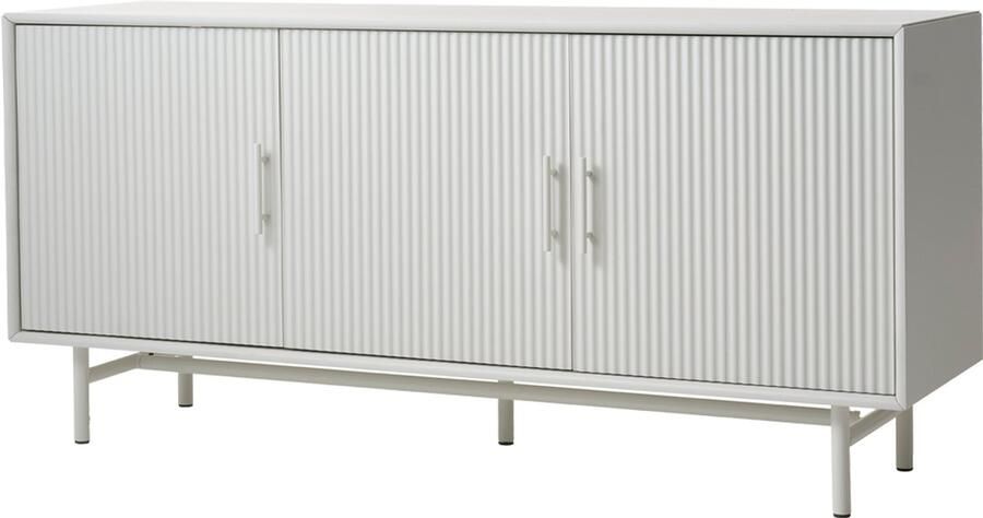 Gewoonstijl Olivine Arlo Dressoir Hout Opbergkast met Drie Deuren Grijs Beige 160 x 45 x 75 cm