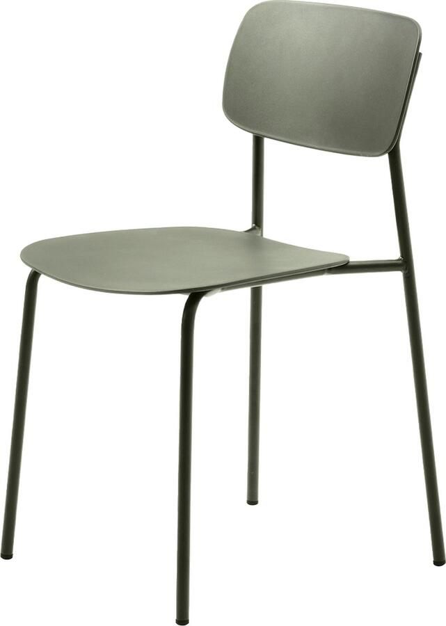 Gewoonstijl Olivine Julan Eetkamerstoel Olijfgroen Kunststof Metalen Poten Smalle Eetkamerstoel Zonder Armleuning