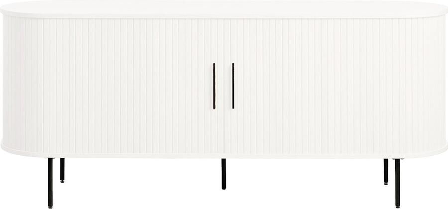 Gewoonstijl Olivine Lenn Houten Dressoir Wit Eiken met Schuifdeuren Ovaal Dressoir Kast Sideboard -Modern 180 x 45 x 76 cm