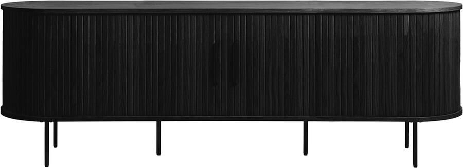 Gewoonstijl Olivine Lenn TV Meubel Zwart Eiken Hout met Schuifdeuren TV kast Verstelbare Planken Ovaal Scandinavisch 180 x 40 x 56 cm