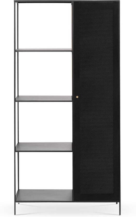 Gewoonstijl Olivine Juna kledingkast zwart met open vakken 180 cm