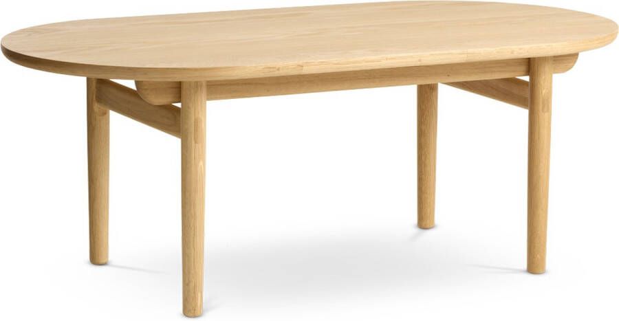 Gewoonstijl Olivine Kjeld Salontafel Naturel Ovaal Hout Massief Eiken Poten Koffietafel Scandinavisch Lichtbruin 130 x 70 x 45 cm