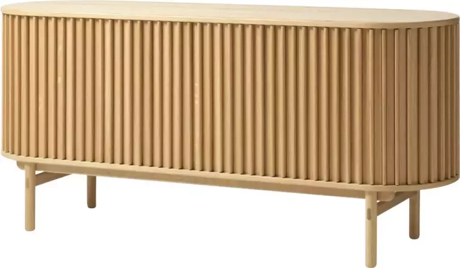 Gewoonstijl Olivine Kjeld Sideboard Naturel Hout Eiken Dressoir met Schuifdeuren Verstelbare Planken Scandinavisch Opbergkast 160 x 45 x 73 cm