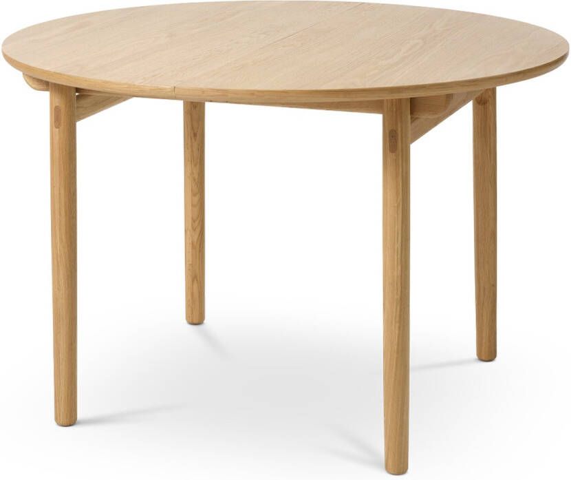 Gewoonstijl Olivine Kjeld Ronde Eettafel Naturel Verlengbaar Eetkamertafel Scandinavisch tot 210 cm te verlengen Exclusief Verlengstuk Ø 120 x 75 cm