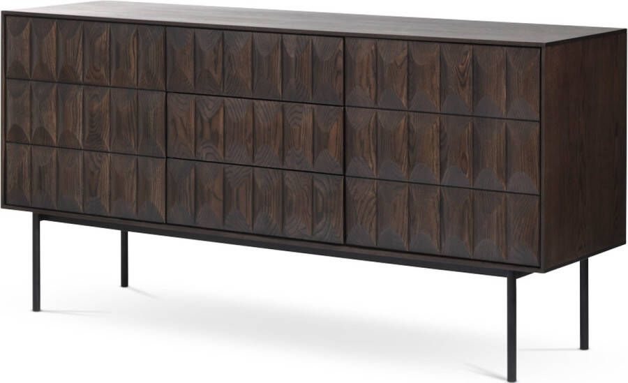 Gewoonstijl Olivine Vanja Sideboard Donkerbruin Hout Metalen Poten Dressoir Opbergkast Klassiek Industrieel Eikenhout 160 x 45 x 79 cm