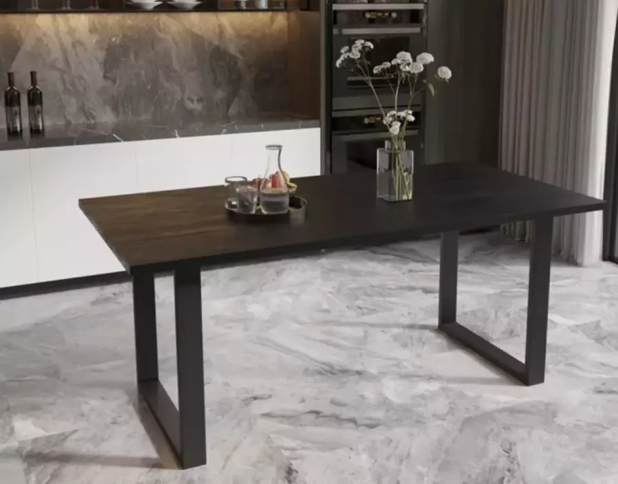 Rousseau Tafel 'Nicola' 180 cm Rechthoekig Mango hout zwart - Foto 3