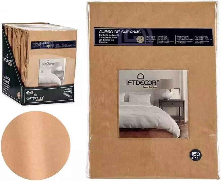 Gift Decor Set beddengoed Bed van 150 Beige (3 Onderdelen)