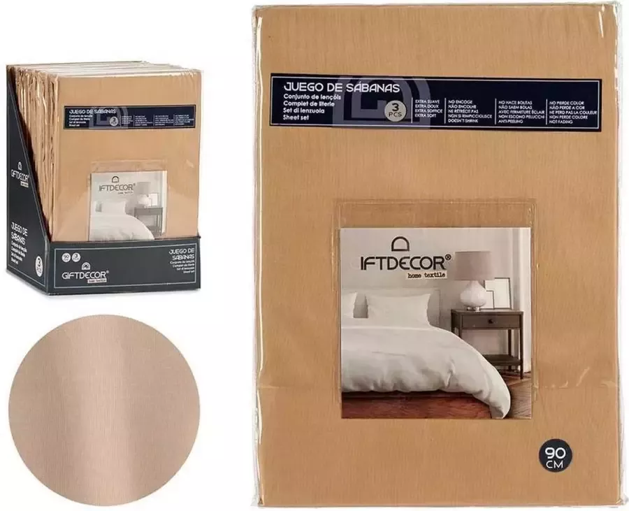 Gift Decor Set beddengoed Bed van 90 Beige (3 Onderdelen)