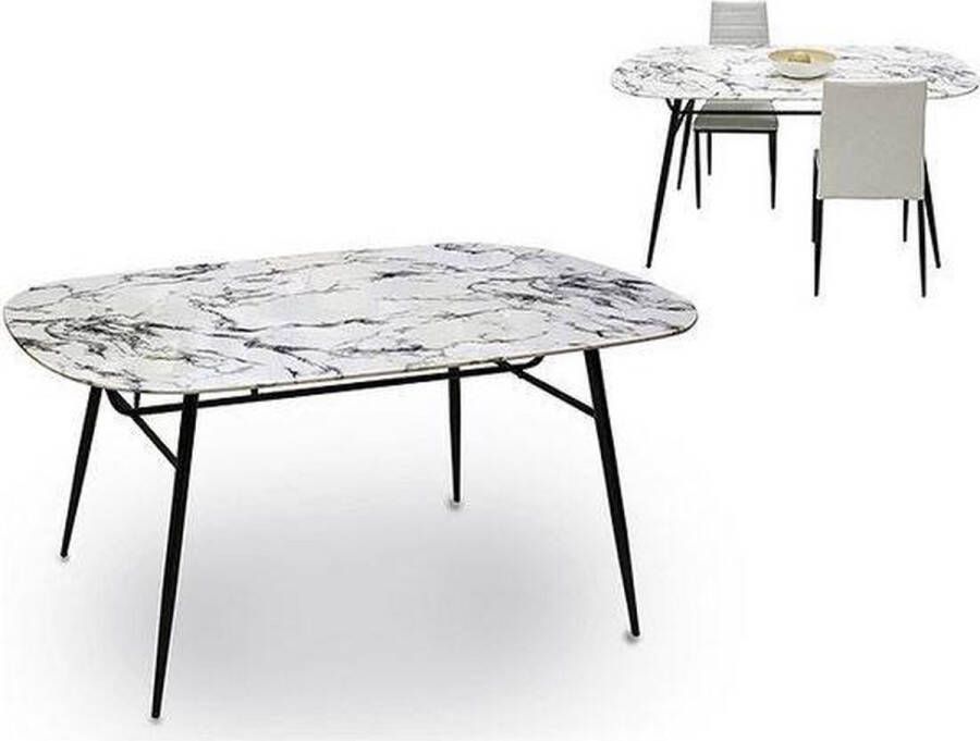 Gift deco Tafel Zwart Metaal Wit Melamine (90 x 76 5 x 160 cm)