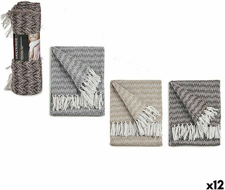 Gift Decor Bankhoes ITEM NO.25 PLAIDS Bruin Grijs Natuurlijk 160 x 130 cm Oor (van tarwe) (12 Stuks)