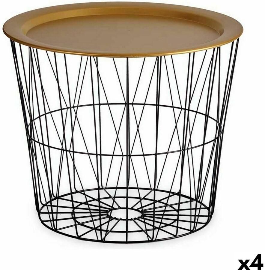 Gift Decor Bijzettafel Zwart Gouden Metaal 52 x 40 x 52 cm (4 Stuks)