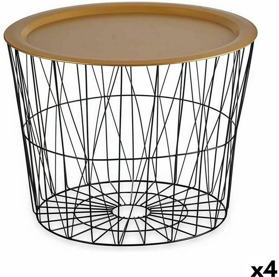 Gift Decor Bijzettafel Zwart Gouden Metaal 62 x 45 5 x 62 cm (4 Stuks)