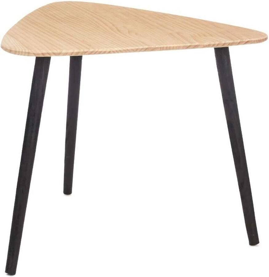 Giftdecor Driehoekige koffietafel met houten blad 64 x 60 x 48 cm