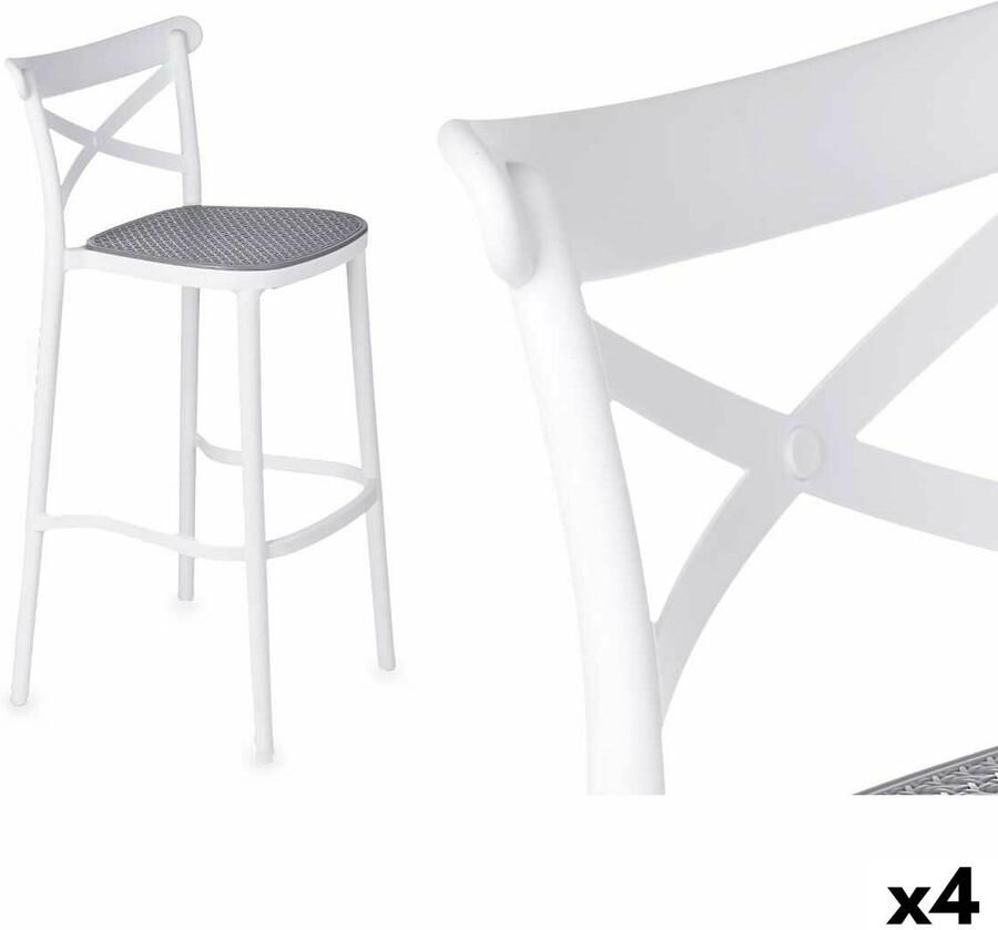 Gift Decor Kruk PC-175B Wit Grijs Polypropyleen Rotan 41 x 103 x 52 5 cm (4 Stuks)