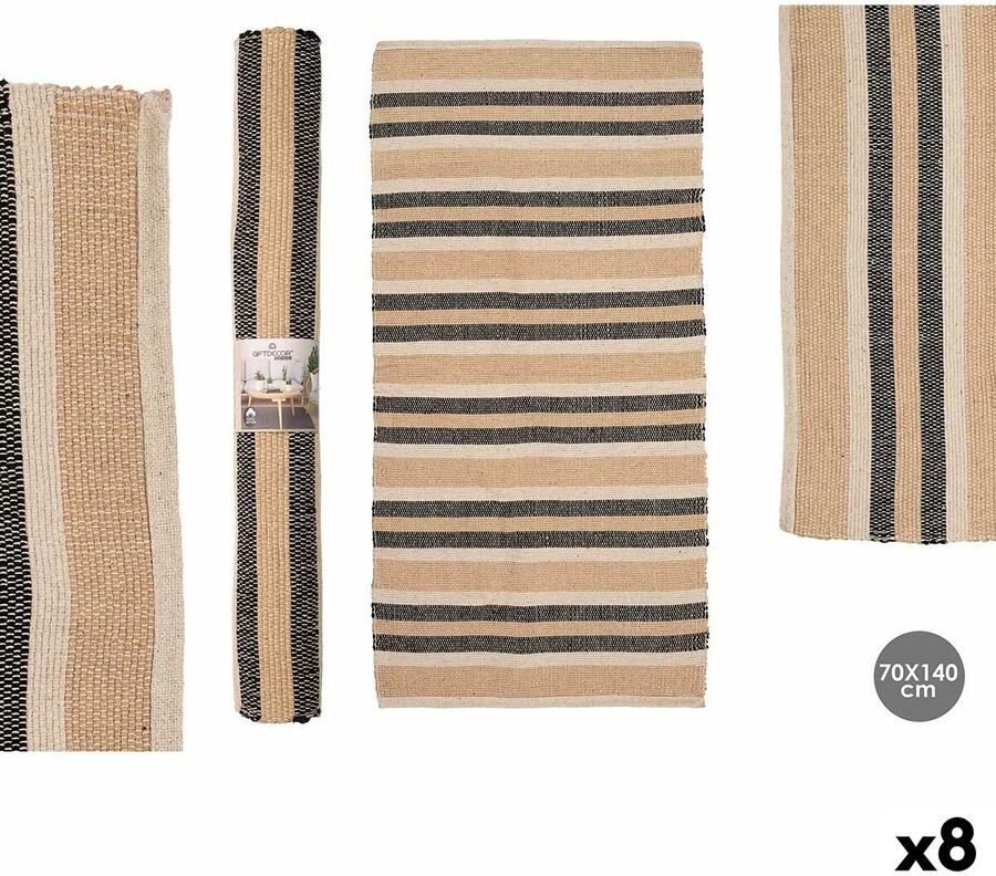 Gift Decor Tapijt NO.04 Wit Bruin Zwart 70 x 140 cm (8 Stuks)