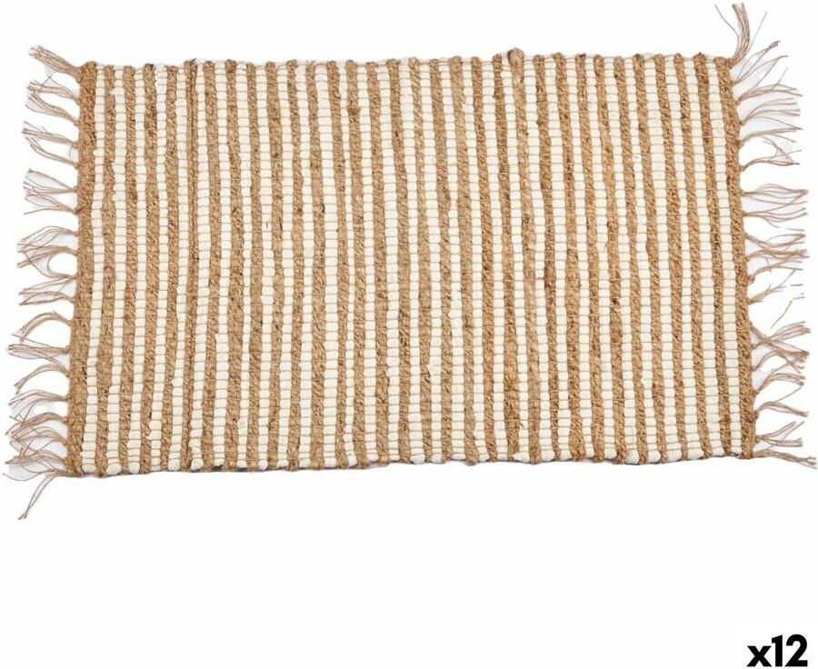 Gift Decor Tapijt Wit Natuurlijk Strepen 60 x 1 x 90 cm (12 Stuks)