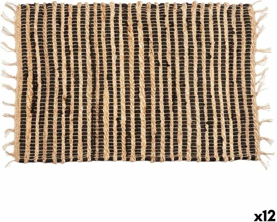 Gift Decor Tapijt Zwart Natuurlijk Strepen 60 x 1 x 90 cm (12 Stuks)