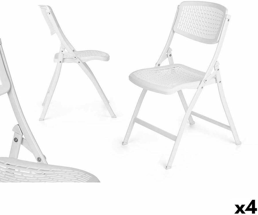 Gift Decor Vouwbare Stoel 12721 Wit 59 x 50 x 82 cm 108 x 11 5 x 50 cm (4 Stuks)