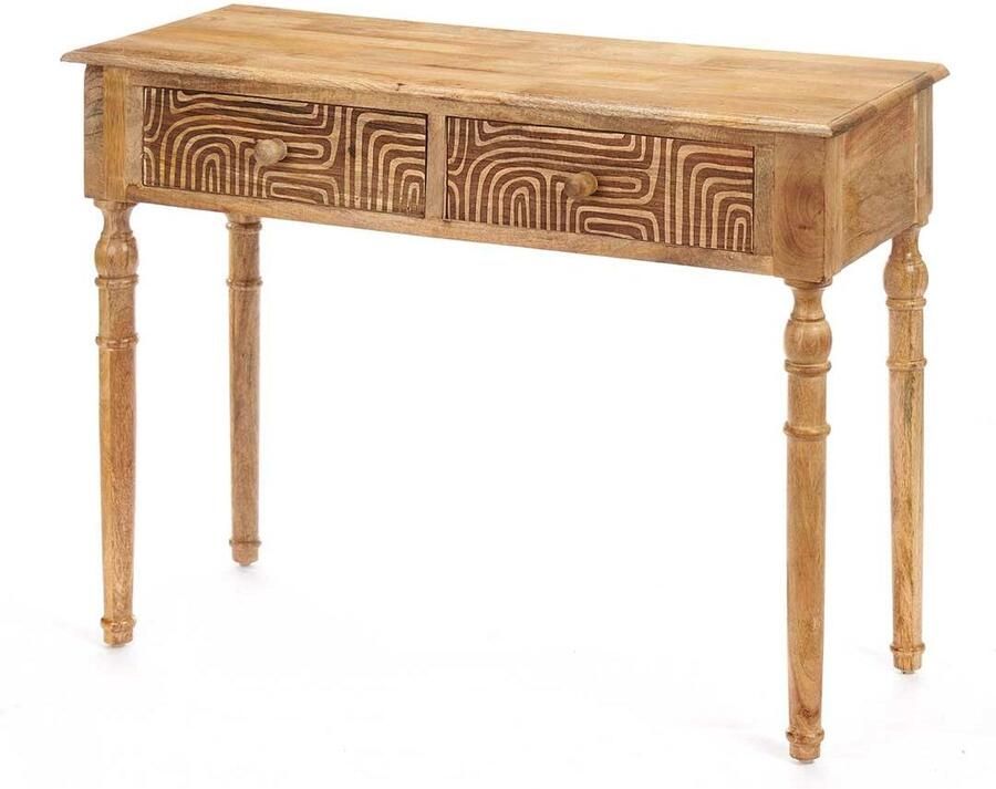 Gift Decor Zijtafel met 2 lades 40 Bruin 98 x 77 x 42 cm Curve