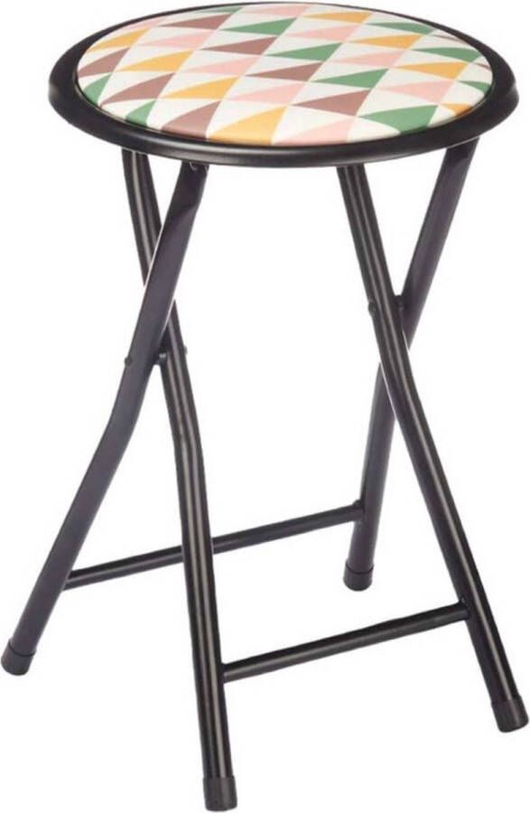 Giftdeco r Bijzet krukje stoel Opvouwbaar zwart deco patroon D30 x H45 cm Krukjes - Foto 1