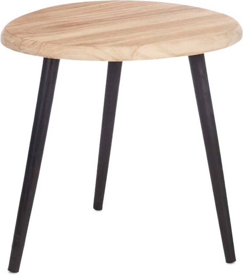 Giftdeco r Bijzettafeltje Alaska hout beige D46 x H50 cm plantenpot verhoger koffie tafel Bijzettafels