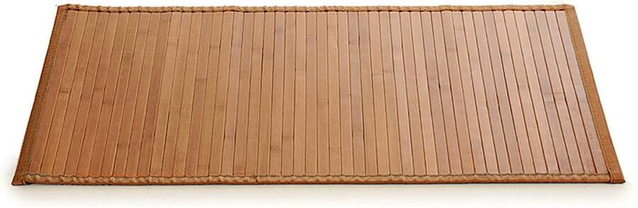 Giftdecor Bamboe tapijt donkere houtkleur met rand 80 x 50 cm