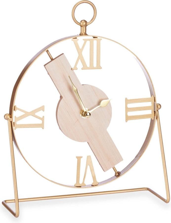 Giftdecor Klok voor de commode met minimalistische wijzerplaat en gouden wijzers 21 x 27 cm