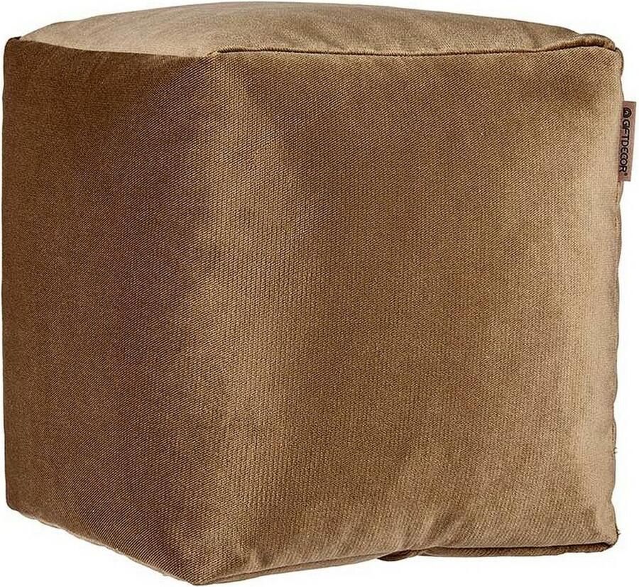 Giftdecor Velvet Poef Ezra Fluweel Bruin 30 x 30 x 30 cm