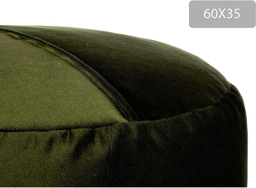 Arte r egal Poef fluweel donkergroen 60 x 35 cm rond woondecoratie - Foto 2