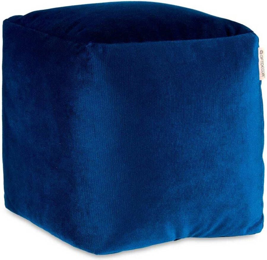 Giftdecor Velvet Poef Ezra 4 Stuks Fluweel Blauw 30 x 30 x 30 cm