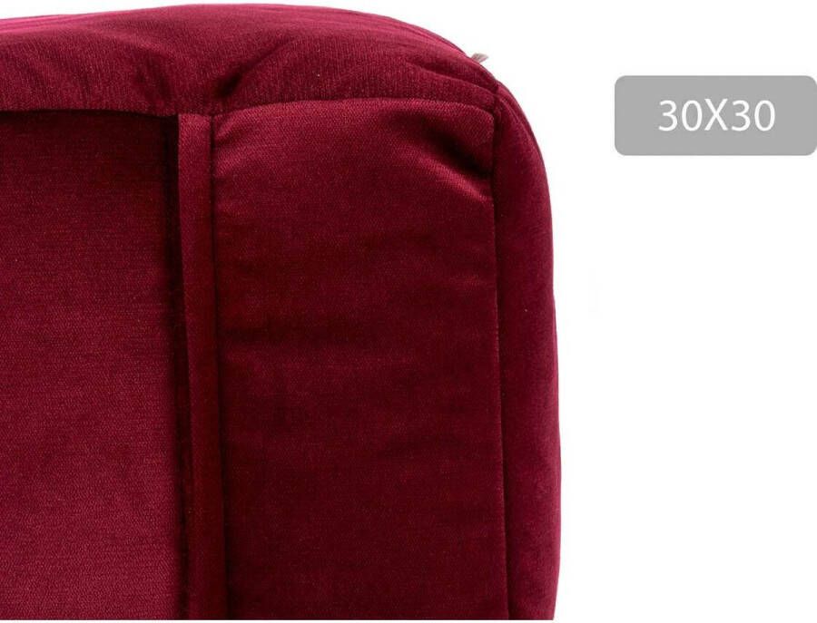 Giftdecor Velvet Poef Ezra 4 Stuks Fluweel Rood 30 x 30 x 30 cm