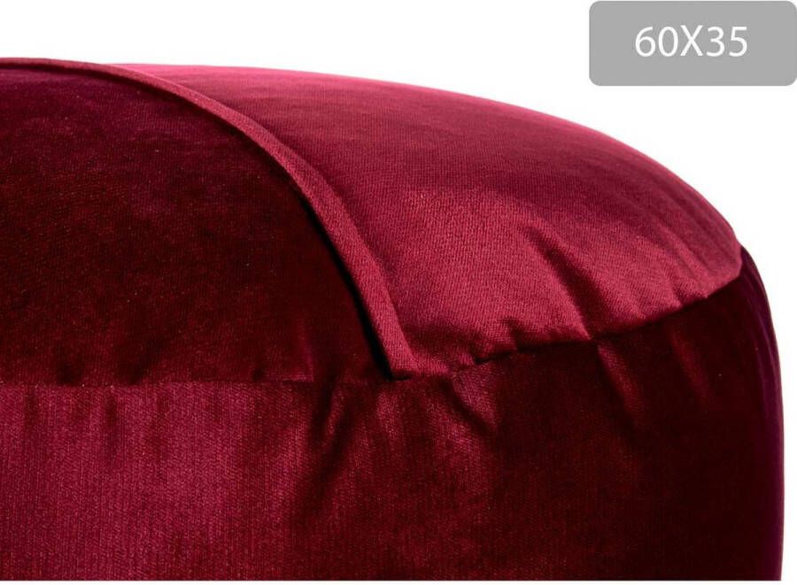 Giftdecor Velvet Poef Eliza 2 stuks Rood Fluweel 60 x 39 x 60 cm