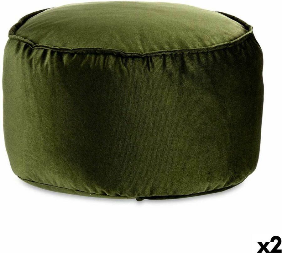 Giftdecor Velvet Poef Eliza 2 stuks Groen Fluweel 60 x 39 x 60 cm