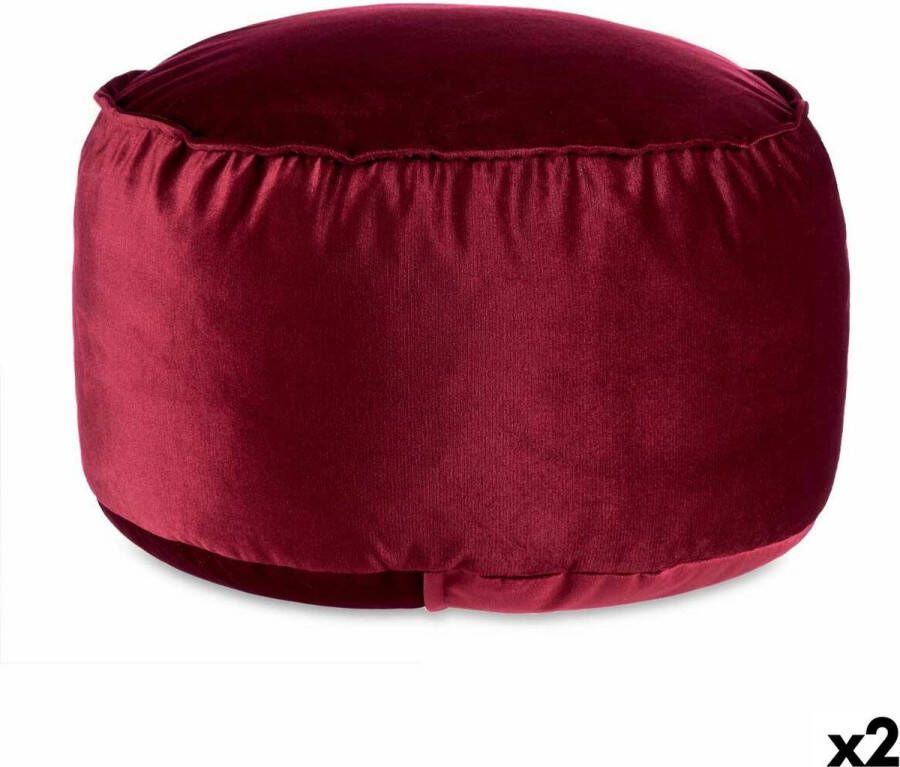 Giftdecor Velvet Poef Eliza 2 stuks Rood Fluweel 60 x 39 x 60 cm - Foto 2
