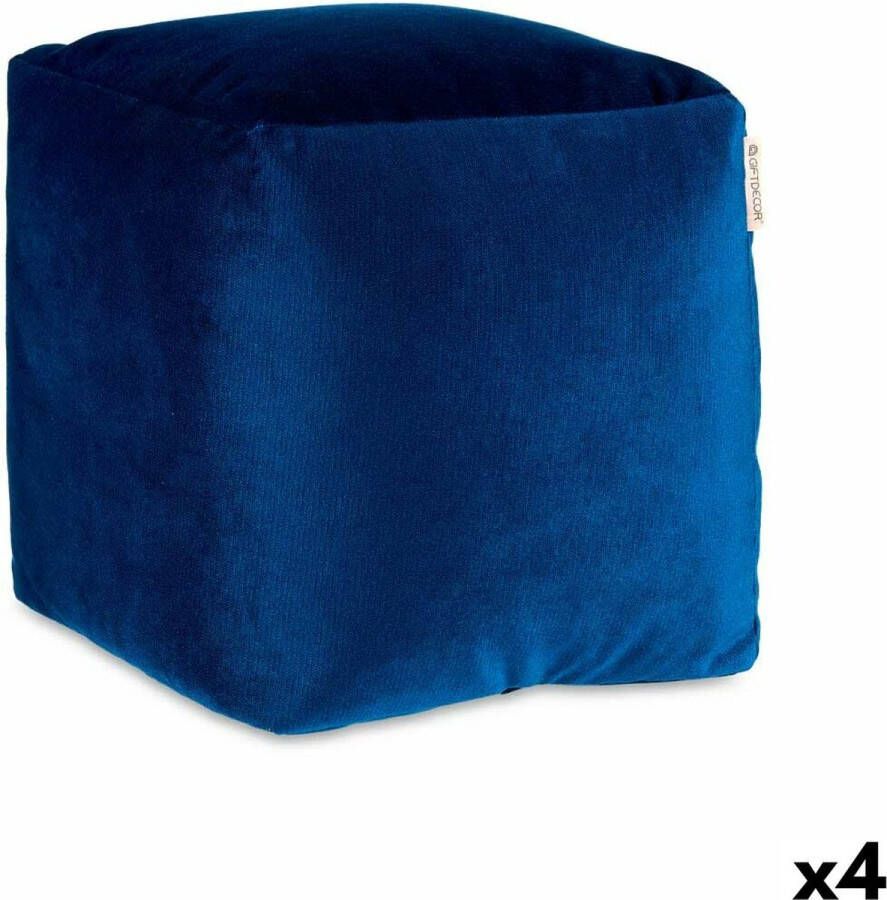 Giftdecor Velvet Poef Ezra 4 Stuks Fluweel Blauw 30 x 30 x 30 cm
