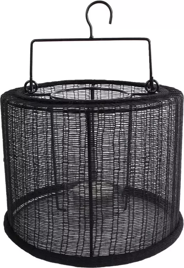 Kasa wonen & zo Windlicht zwart textiel metaal buitenlamp kaars waxineliichthouder hanglamp verlichting woondecoratie woonaaccessoires accessoires decoratie interieur buiten binnen