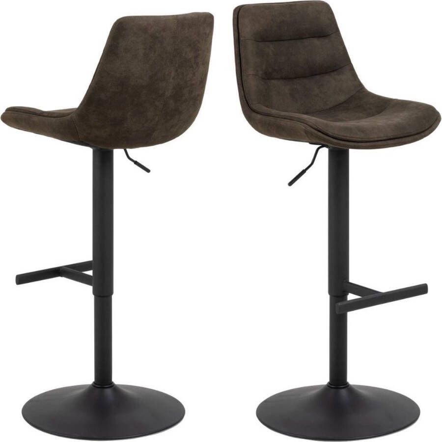 Giga Living Barkruk Stof Grijs 47x52 5x95cm Zithoogte 65-84cm House Nordic Set van 2 - Foto 2