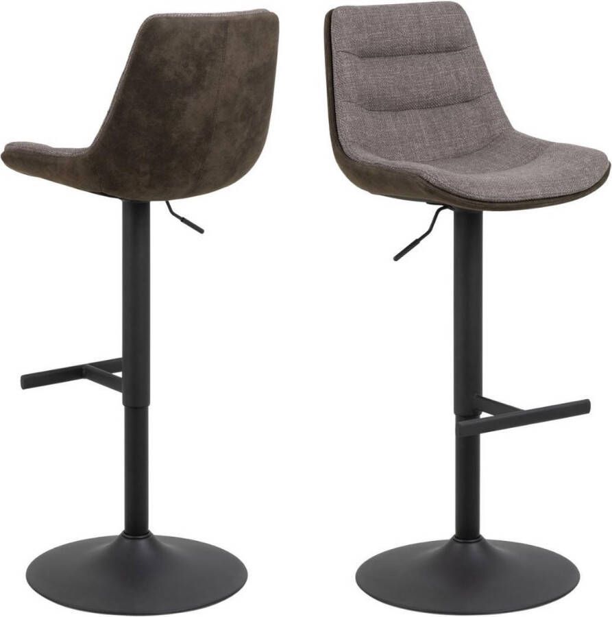 Giga Living Barkruk Stof Textiel Bruin Zithoogte 65-84cm 47x52 5x95cm Set van 2 - Foto 2