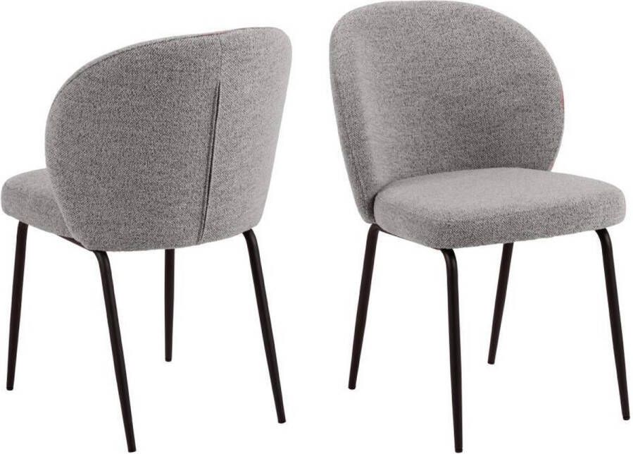 Giga Living Eetkamerstoel Grijs Bouclé 59x47x82cm Zithoogte 48cm Set van 2 - Foto 2