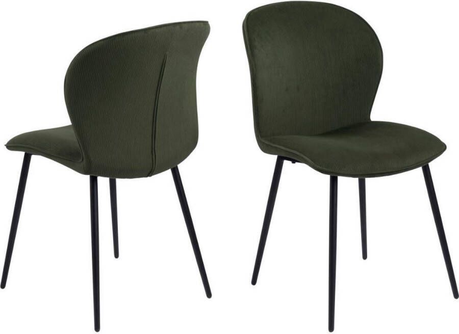 Giga Living Eetkamerstoel Groen Ribstof 59x43x82cm Zitdiepte 44cm