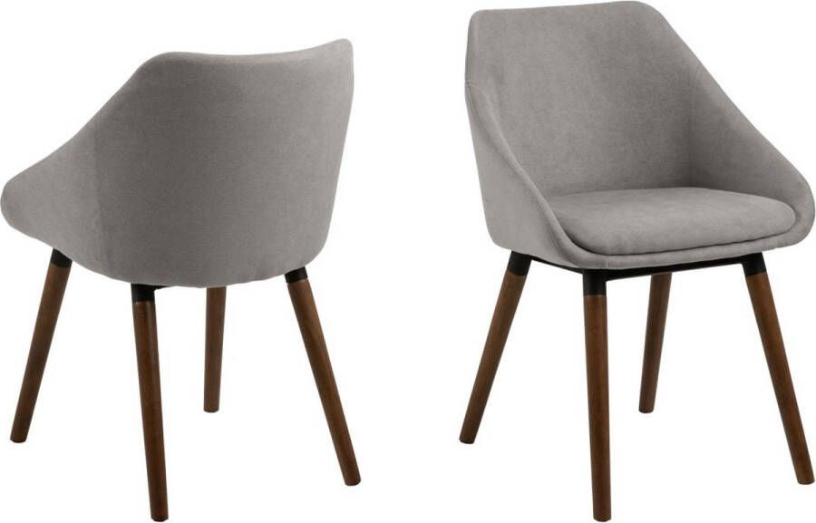 Giga Living Eetkamerstoel Lichtgrijs Stof Rubberhout 52x55 5x77 5cm