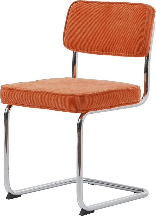 Giga Living Eetkamerstoel Ribstof Oranje 54x50x84 5cm Zitdiepte 46cm Set van 4