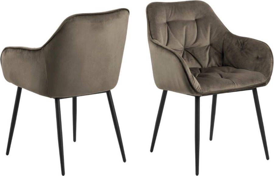 Giga Living Eetkamerstoel Velvet Beige Incl. Armleuning 55x58x83cm