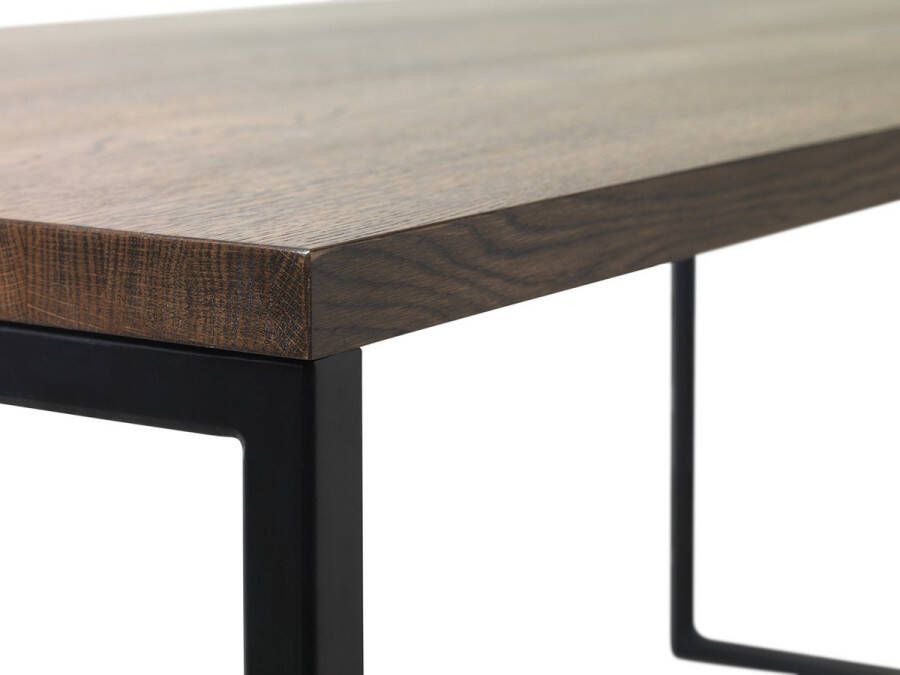 Giga Living Eettafel Donkerbruin Eikenhout & Metaal 90x180x75cm Eettafel Rivoli Smoked