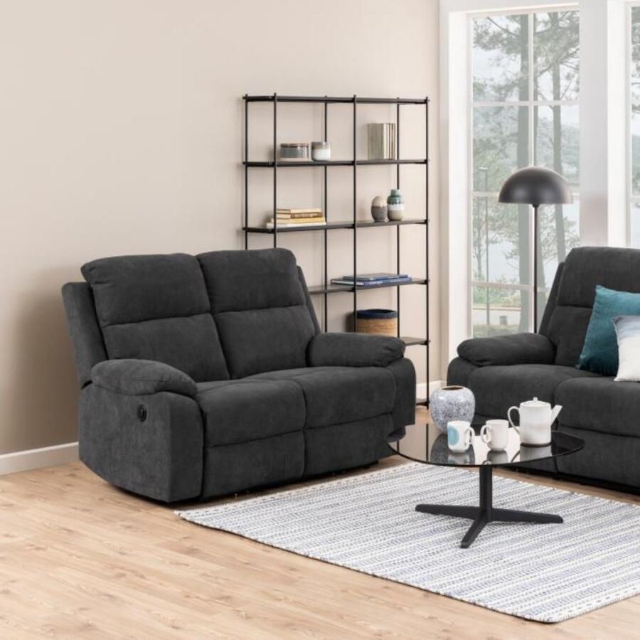 Giga Living 2-zits Bank Rinda Donkergrijs Relaxstand 144cm - Foto 2