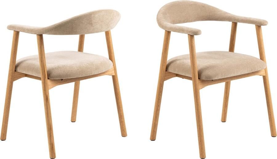 Bendt Eetkamerstoel Gerado Eikenhout en chenille Beige Japandi - Foto 3